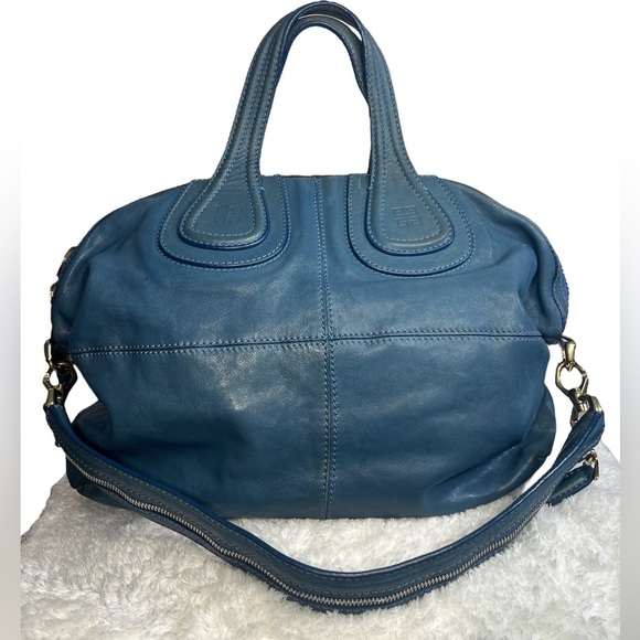 $1899 Retail Givenchy Nightingale Leather Blue Handbag satchel - Picture 1 of 13